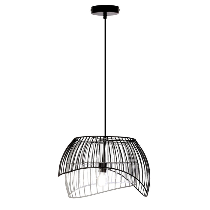 19.5" W Lisa Industrial Black and White Dome Shade Pendant-On