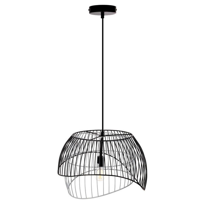 19.5" W Lisa Industrial Black and White Dome Shade Pendant-Off