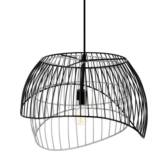 19.5" W Lisa Industrial Black and White Dome Shade Pendant-Off