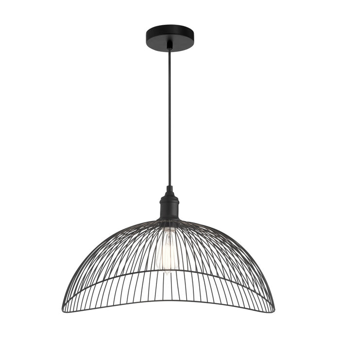 19.75" 1-Light Brigitte Pendant Light Black. Lit