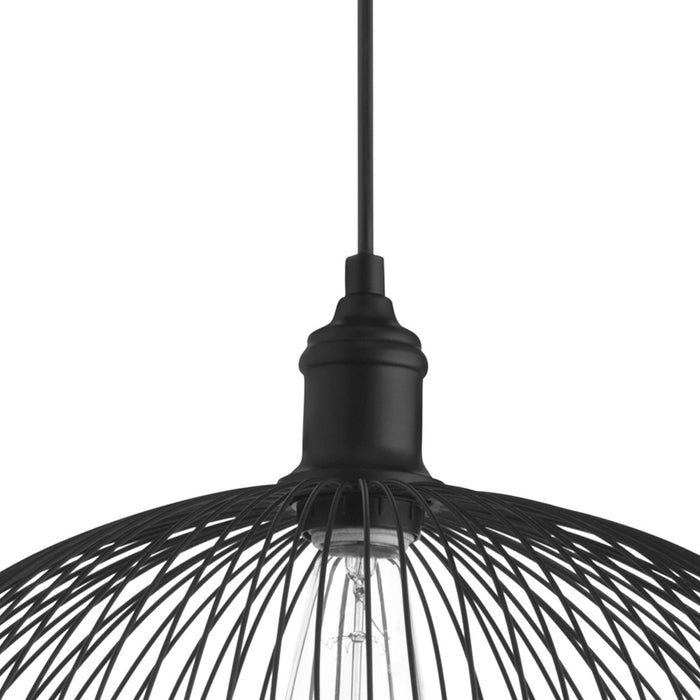 19.75" 1-Light Brigitte Pendant Light Black. Close up of bulb socket