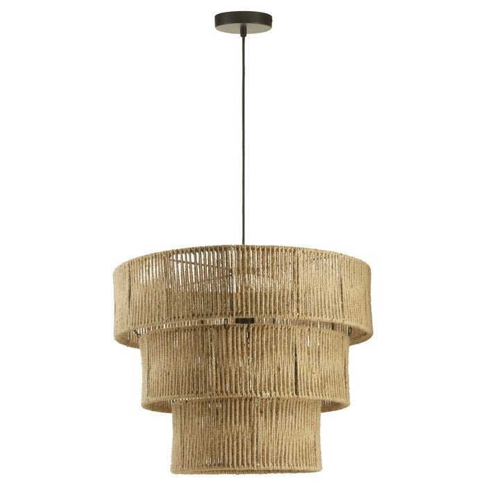 19.75" W 1-Light Antonella Metal and Jute Pendant Light-Off