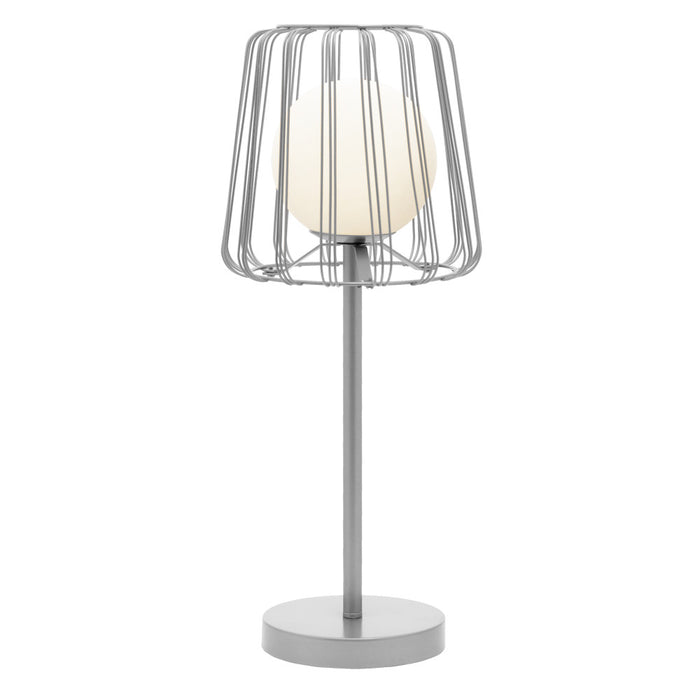 19.75"H Lucai Caged Globe Shade Table Lamp Silver-On