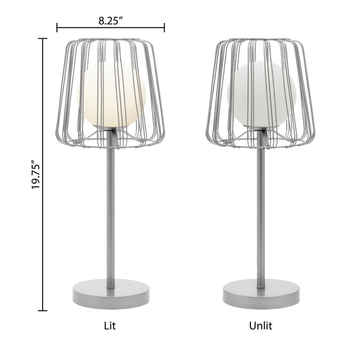 19.75"H Lucai Silver Caged Globe Shade Table Lamp