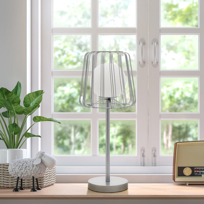 19.75"H Lucai Silver Caged Globe Shade Table Lamp