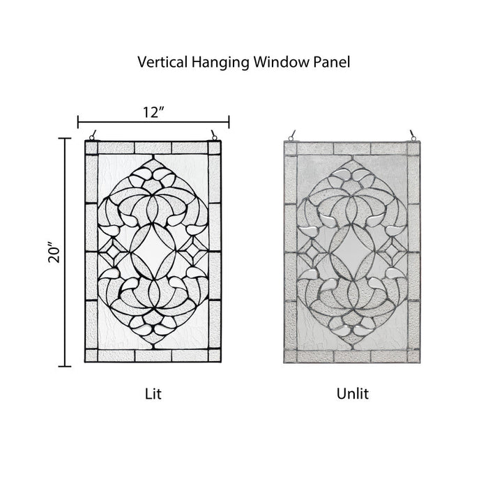 20" H Clear Floral Beveled Glass Window Panel