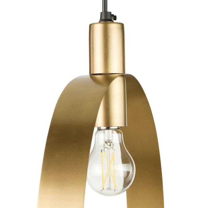 20" H Modern Brushed Gold Oval Shade Pendant