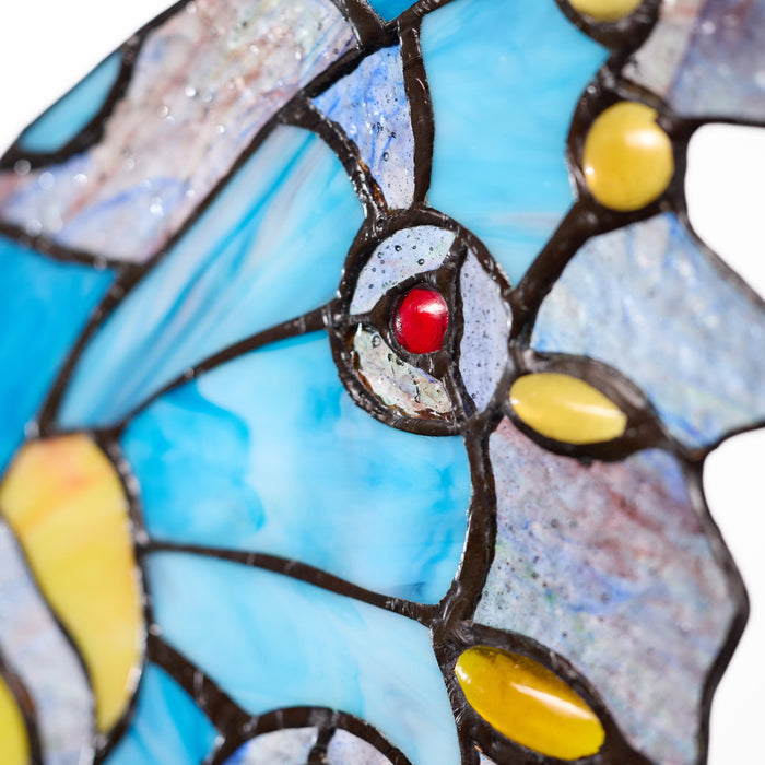 20.5"H Stained Glass Swallowtail Butterfly Window Panel-Closeup