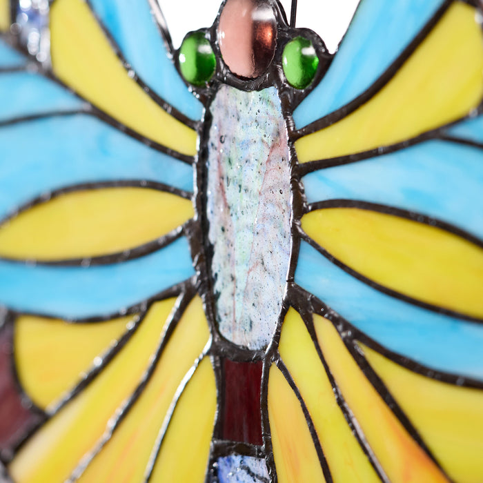 20.5"H Stained Glass Swallowtail Butterfly Window Panel-Closeup