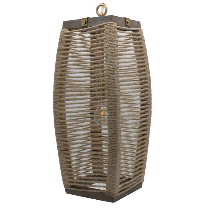 20"H Baywater Cylinder 1-Light Rope Pendant-Off