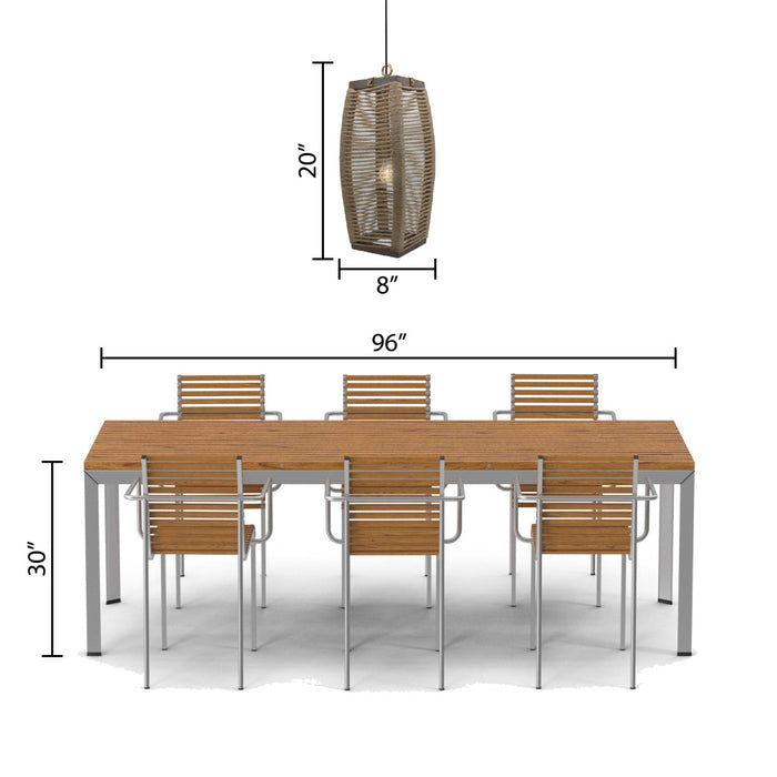 20"H Baywater Cylinder 1-Light Rope Pendant