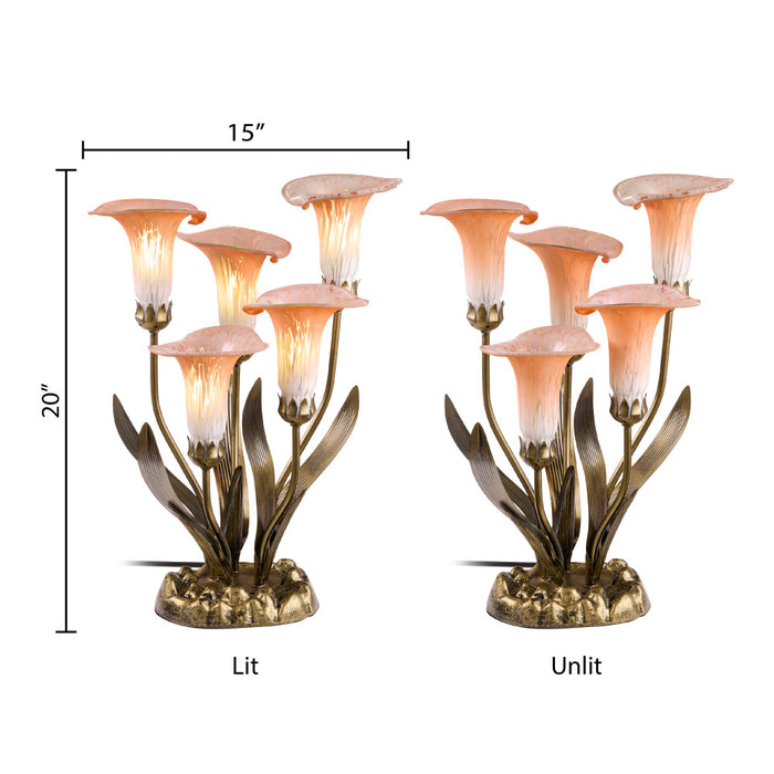 20"H Hand Blown Glass 5 Calla Lily Uplight Accent Lamp