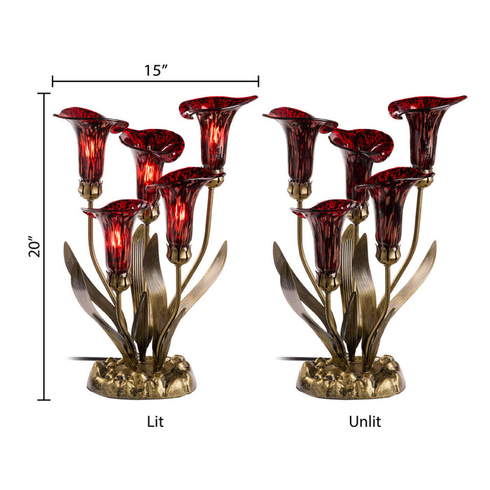 20"H Hand Blown Glass 5 Calla Lily Uplight Accent Lamp