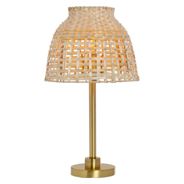 20"H Shayne Natural & Gold Bamboo Shade Table Lamp-On