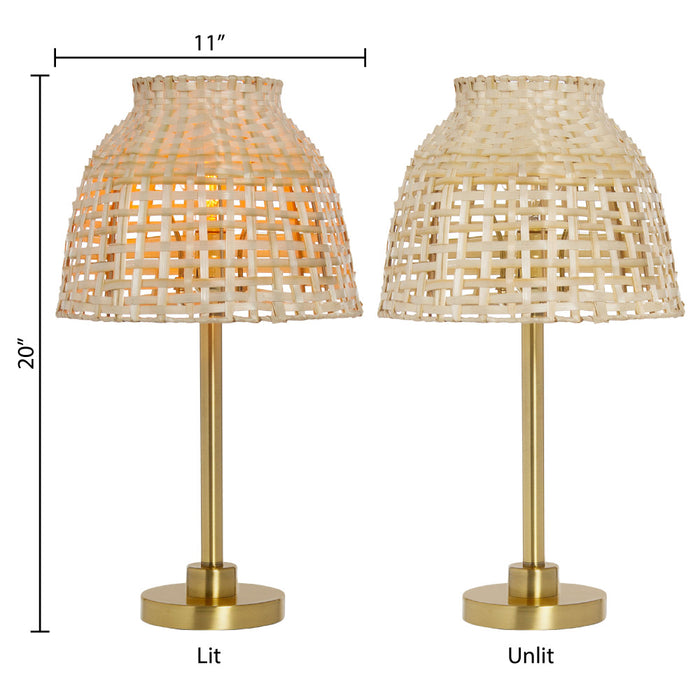 20"H Shayne Natural & Gold Bamboo Shade Table Lamp