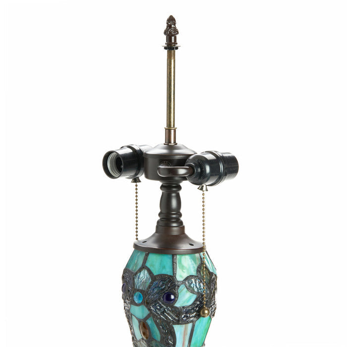 20"H Tiffany Style Magna Carta Stained Glass Double Lit Table Lamp