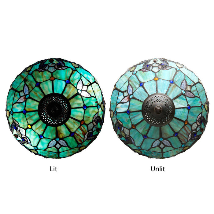 20"H Tiffany Style Magna Carta Stained Glass Double Lit Table Lamp