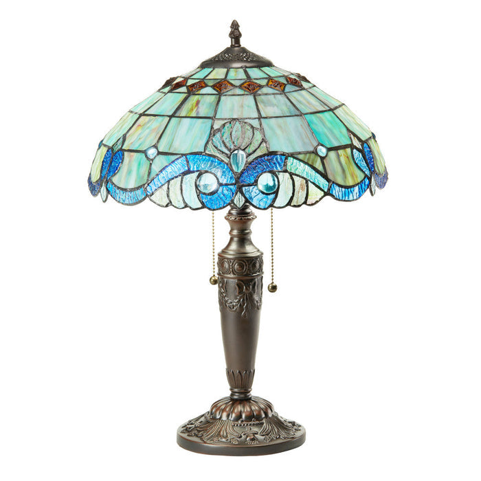 20"H Vivienne Baroque Style Stained Glass Table Lamp-On