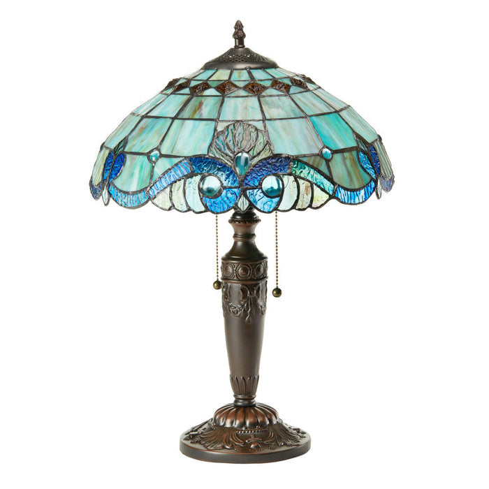 20"H Vivienne Baroque Style Stained Glass Table Lamp-Off