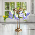 21.5"H Hand Painted Glass 10 Lily Downlight Accent Lamp on a blurred indoor background