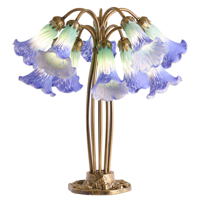 21.5"H Hand Painted Glass 10 Lily Downlight Accent Lamp -On