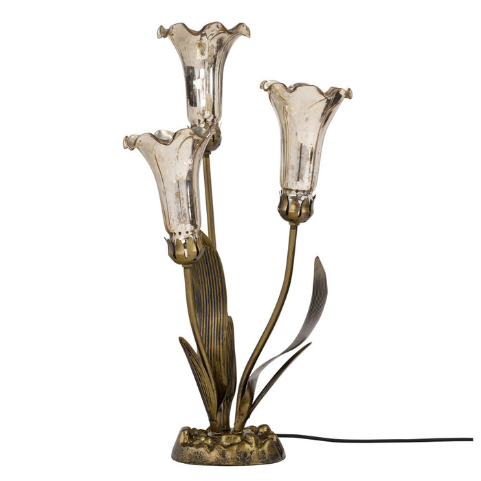 21.75"H Hand Blown Mercury Glass 3 Lily Uplight Accent Lamp -Off