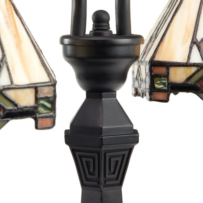 21"H Bryant Prairie Style Stained Glass Table Lamp with Black Block Base