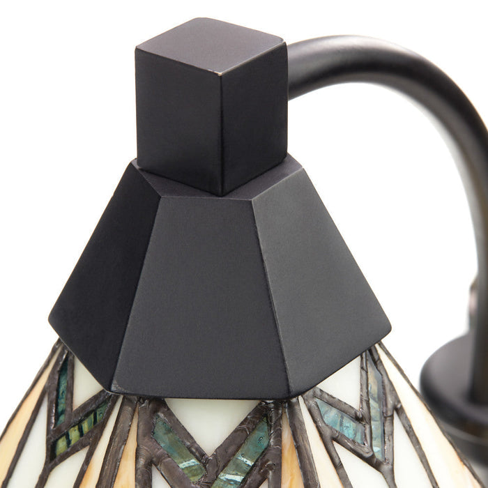 21"H Bryant Prairie Style Stained Glass Table Lamp with Black Block Base