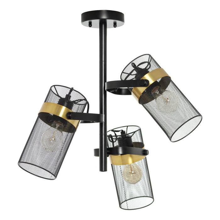 21"H Geo Ceiling Light with Black Metal Shades-Off