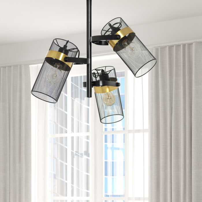 21"H Geo Ceiling Light with Black Metal Shades