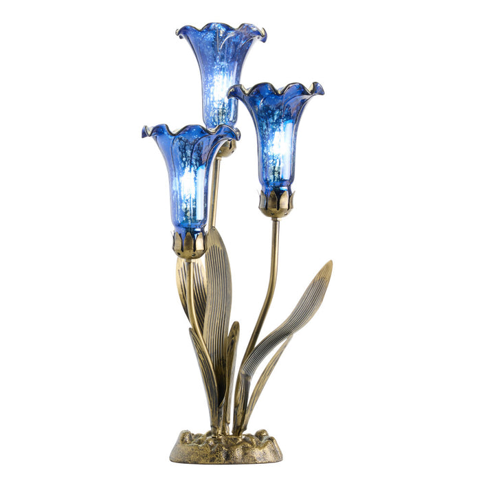 21"H Mercury Glass 3 Lily Uplight Accent Lamp-On