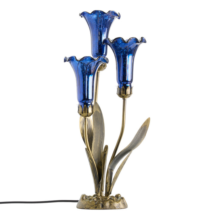 21"H Mercury Glass 3 Lily Uplight Accent Lamp-Off