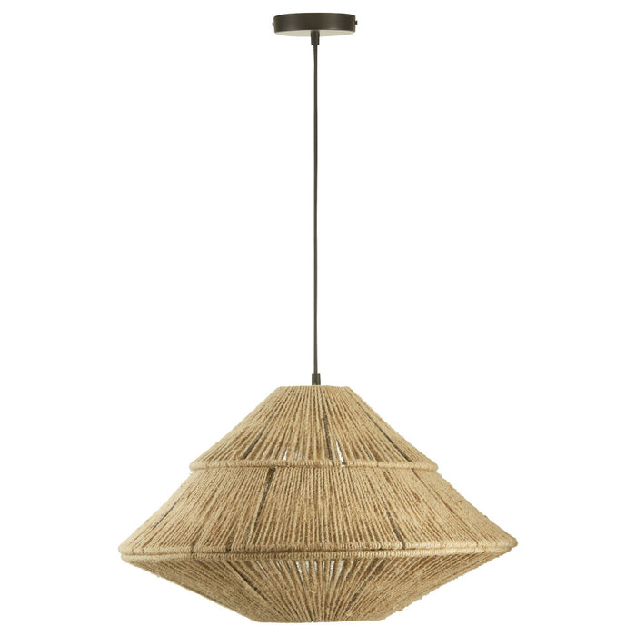 22" W 1-Light Minka Metal and Jute Pendant Light-Off