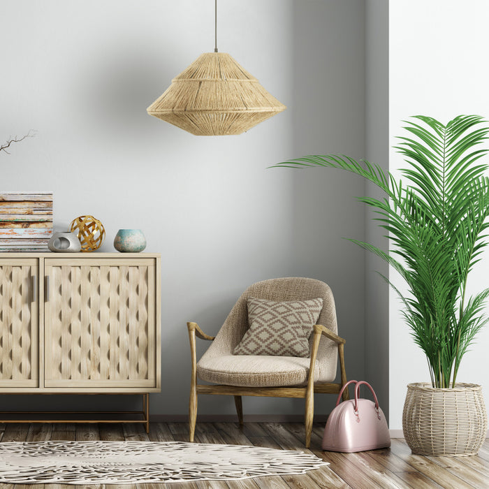 22" W 1-Light Minka Metal and Jute Pendant Light
