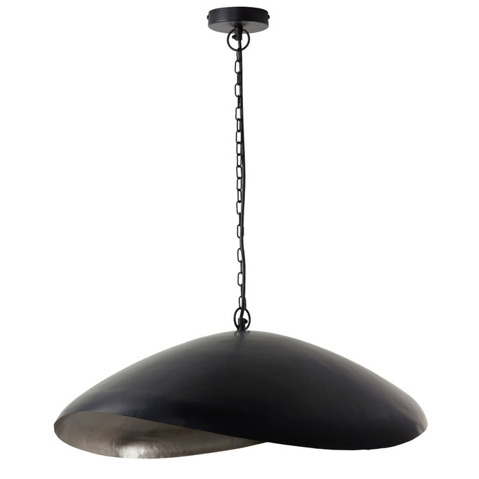 22" W Jane Industrial Black and Silver Dome Shade Pendant-On