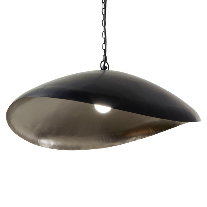 22" W Jane Industrial Black and Silver Dome Shade Pendant-On