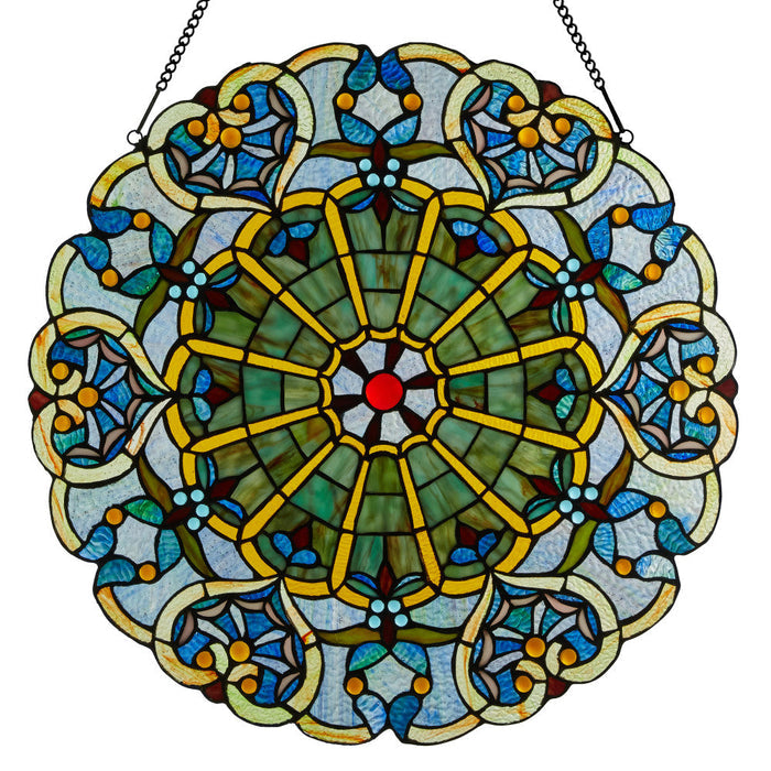 22"H Stained Glass Webbed Heart Window Panel-Backlit
