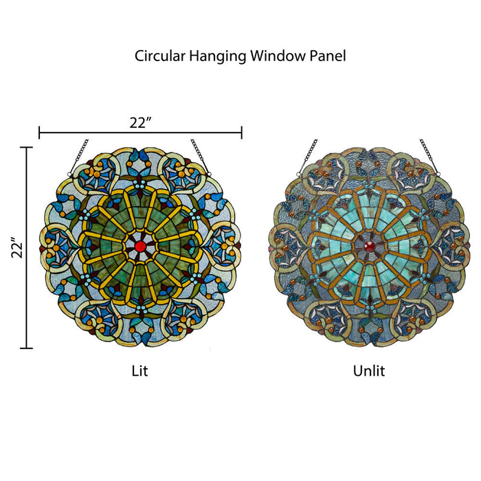 22"H Stained Glass Webbed Heart Window Panel-Comparison between backlit and frontlit