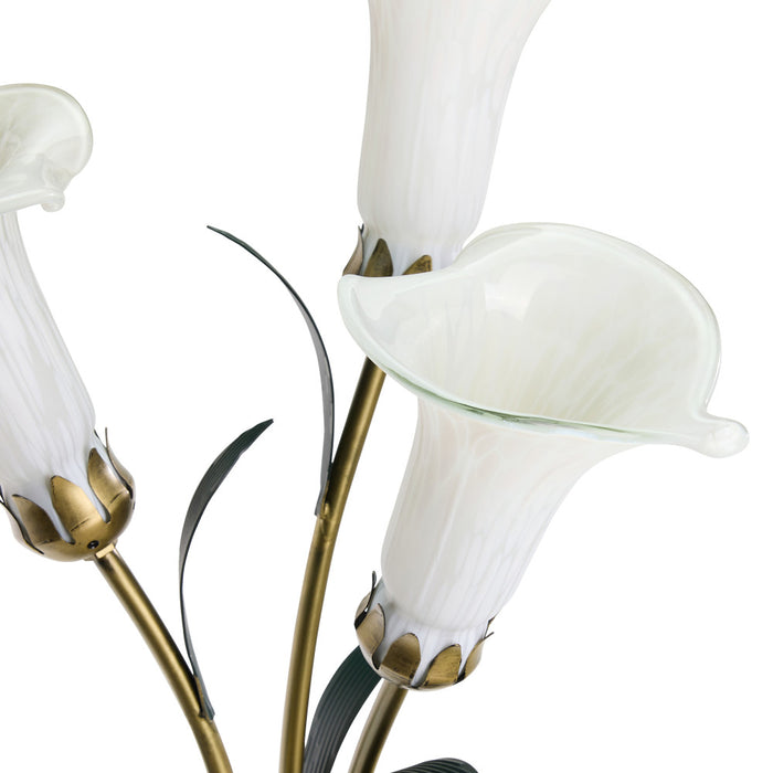 23.5"H Hand Blown Glass 3 Calla Lily Uplight Accent Lamp. Shade closeup-Off