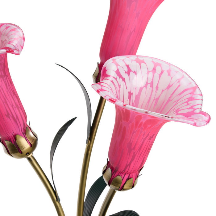 23.5"H Hand Blown Glass 3 Calla Lily Uplight Accent Lamp. Shade closeup-Off