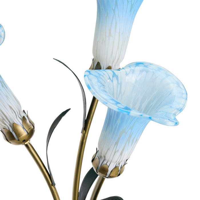 23.5"H Hand Blown Glass 3 Calla Lily Uplight Accent Lamp. Shade closeup-Off