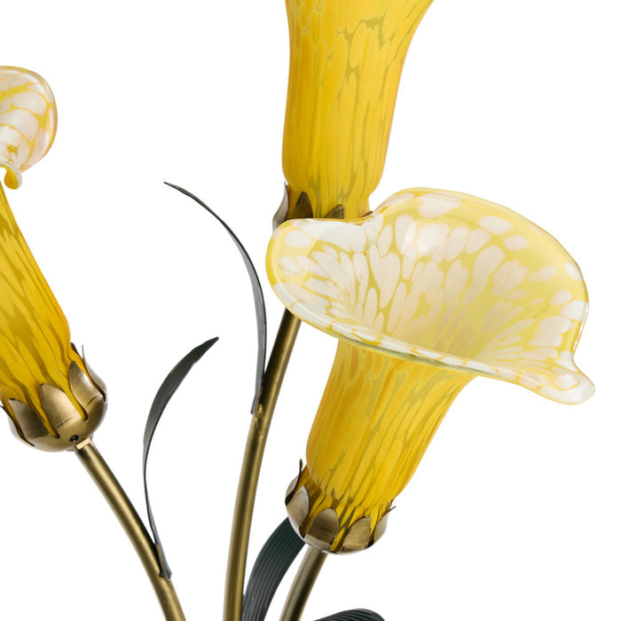 23.5"H Hand Blown Glass 3 Calla Lily Uplight Accent Lamp. Shade closeup-Off