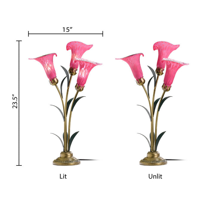 23.5"H Hand Blown Glass 3 Calla Lily Uplight Accent Lamp
