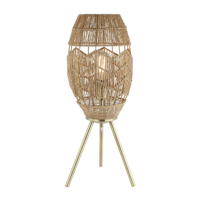 23.5"H Table Lamp with Round Tan Hemp Rope Shade-On