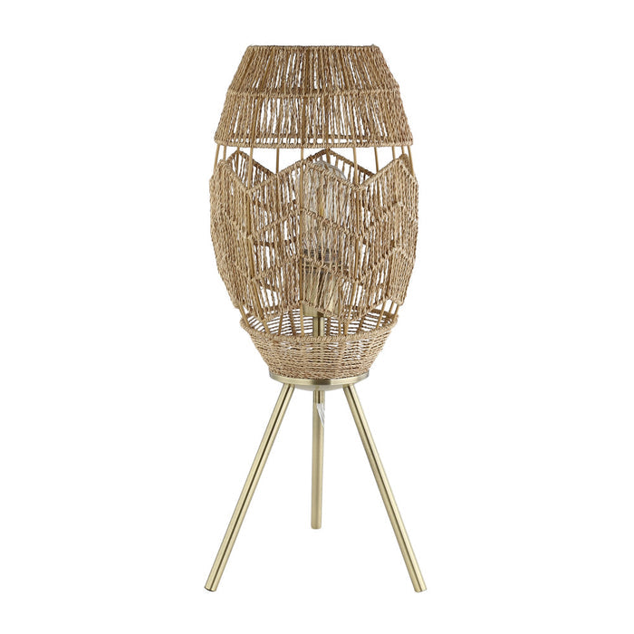 23.5"H Table Lamp with Round Tan Hemp Rope Shade-Off