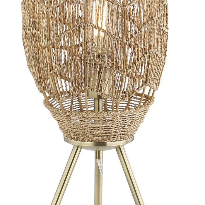 23.5"H Table Lamp with Round Tan Hemp Rope Shade