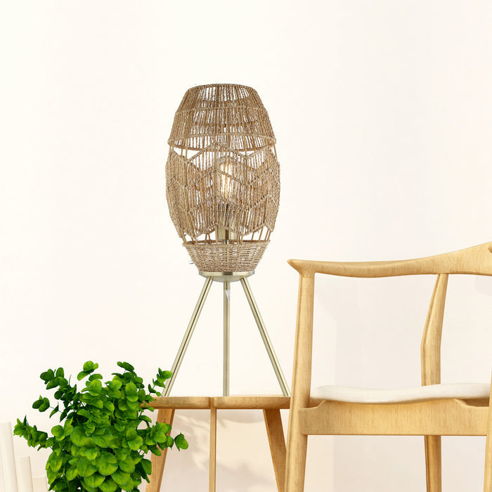 23.5"H Table Lamp with Round Tan Hemp Rope Shade