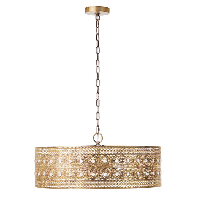 23.5"W Bryar Brass and Crystal 3-Light Chandelier-On