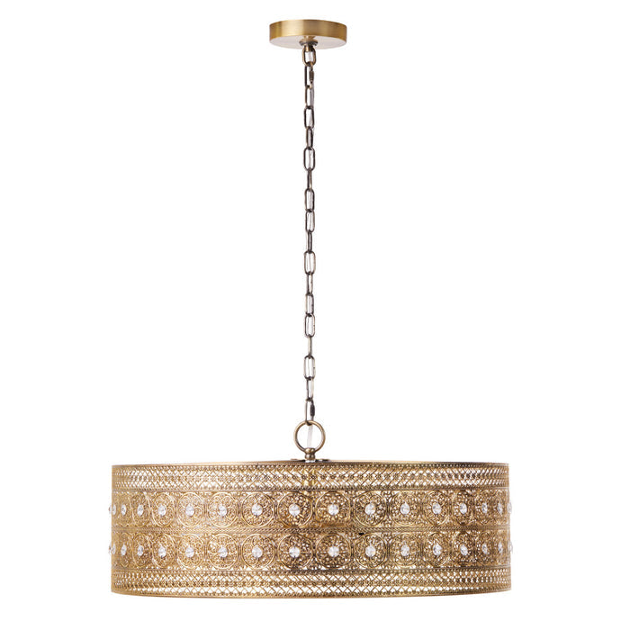 23.5"W Bryar Brass and Crystal 3-Light Chandelier-Off