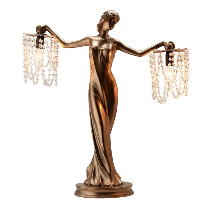 23.75"H Grecian Goddess Beaded Table Lamp-On